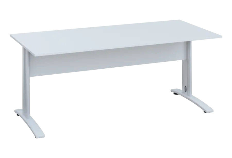 EPK 28 - 18 stůl kancelářský, kovová podnož bílá, deska 25 mm, široký 1800 mm, bílá